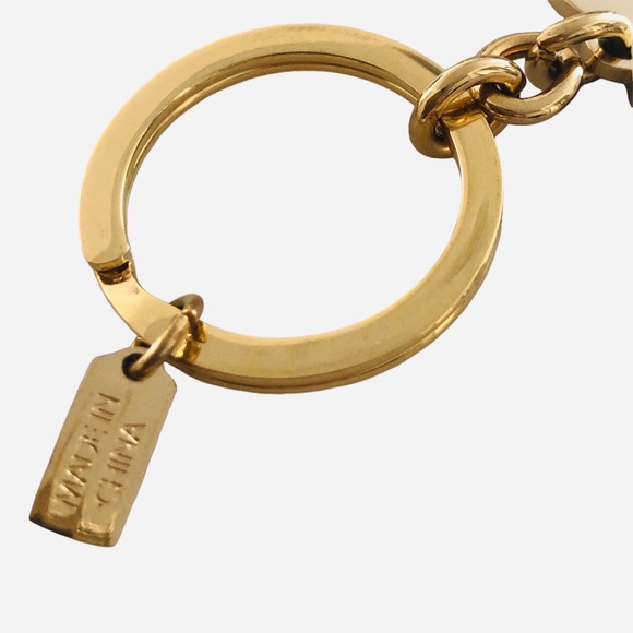 Rare Retired COACH PINK Signature Enamel Heart Keychain FOB Purse Charm - Picture 5 of 5